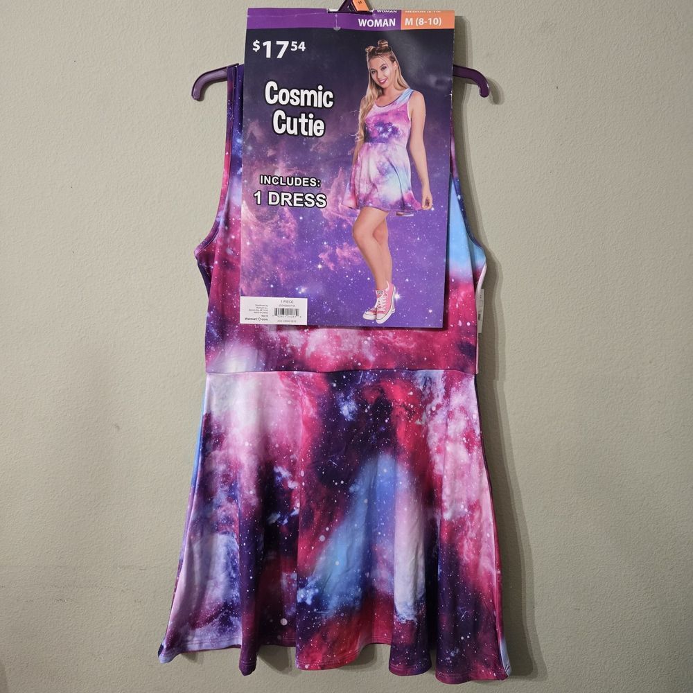 New Womans Medium 8-10 COSMIC CUTIE Costume Halloween Galaxy‎ Space Dress